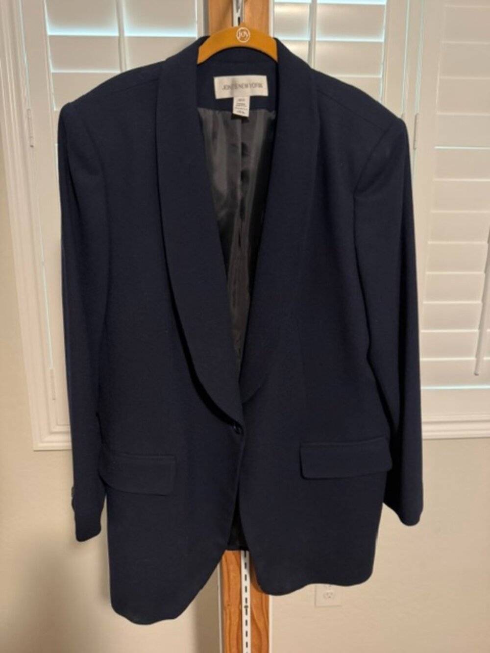 Vintage Jones New York Plus Size 18W Navy Blue Tuxedo Style Shawl Collar Blazer